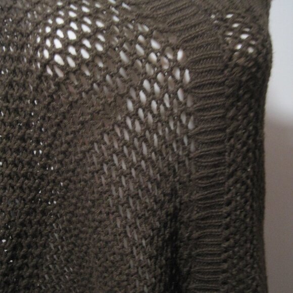 Zinc Women's Large Brown Crossover Shawl Sweater Wraps Knit Poncho Fringe Trim - Picture 2 of 7